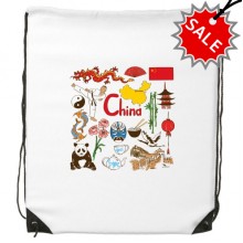 china panda landscape  landmark drawst backpack fine lines shopping handbag shoulder polyester bag